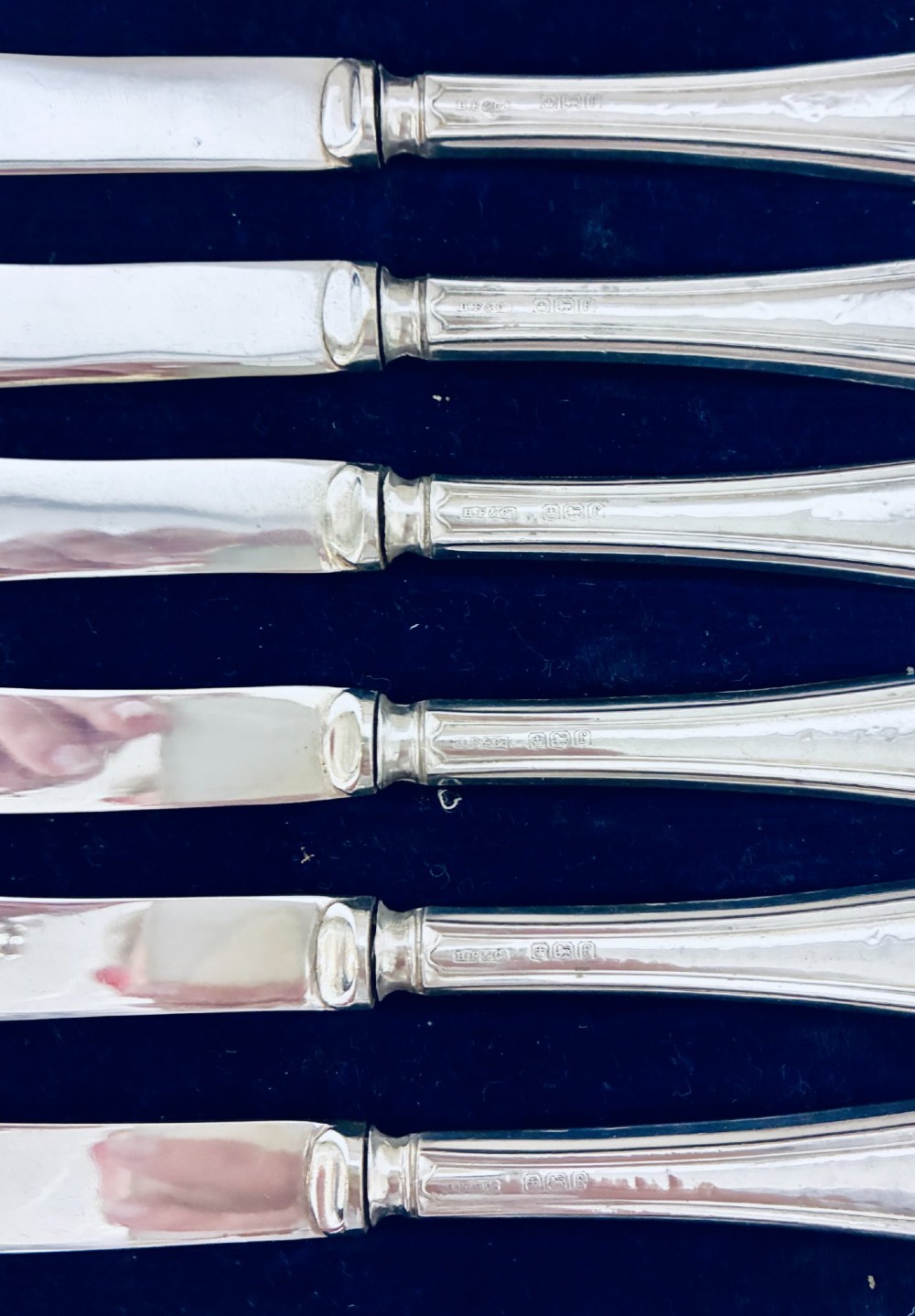 Set of 6 Antique Silver Handled Butter Knives View V