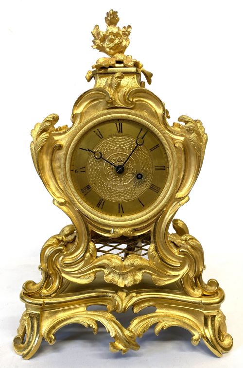 fig 1. Antique Chain Fusee Mantel Clock Rococo Gilt Bronze Ormolu Case by  Granges London