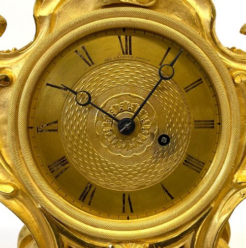 fig 3. Antique Chain Fusee Mantel Clock Rococo Gilt Bronze Ormolu Case by Granges London