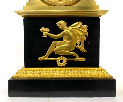 fig 2. Antique Recency Gilt Bronze And Marble Single Chain Fusee Mantel Clock