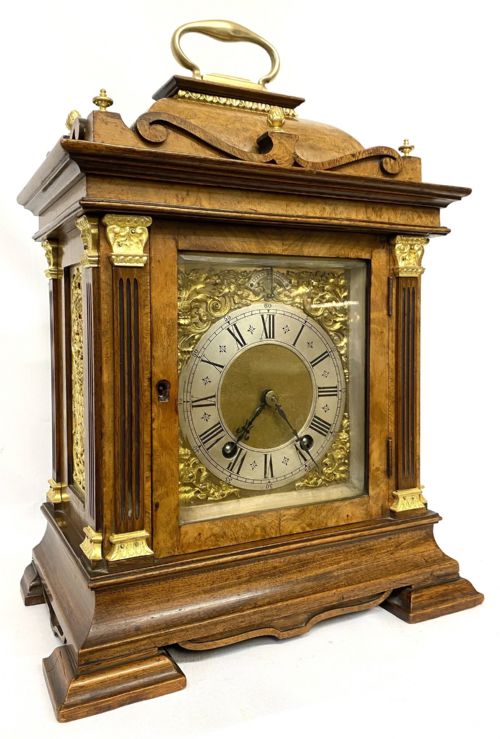 Beatuful Antique Walnut Lenzkirch Mantel Clock Quarter Strinking Ting Tang