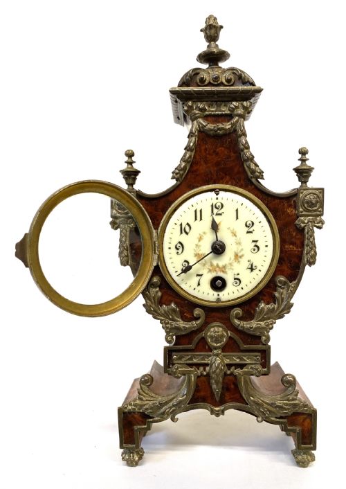 fig 2. Stunning Antique Walnut Mantel Clock With Bronze Ormolu Mounts By Lenzkirch