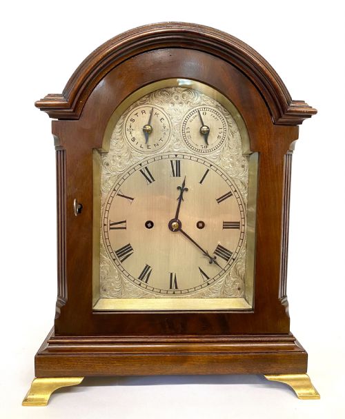 Lovely Antique Mahogany Double Chain Fusee Bracket / Mantel Clock