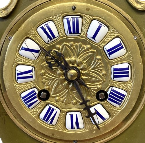ANTIQUE ORMOLU FRENCH PAINTED MANTEL CLOCK ON STAND MARTI - ADDITIONAL PHOTO 1