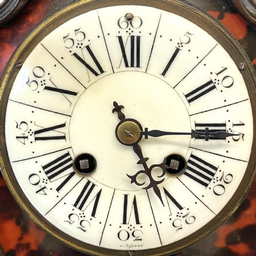 fig 2. Antique Red Tortoise Shell Boulle Clock With Ormolu Mounts Marti