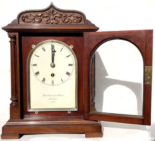 fig 2. Antique Carved Mahogany Single Fusee Bracket Mantel Clock By Brockbank & Atkins