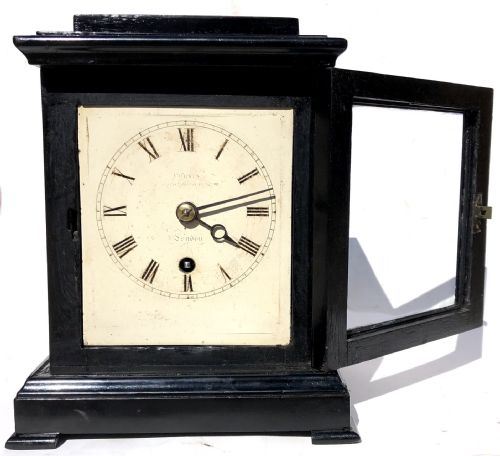 fig 1. Antique Chain Fusee Small Library Four Glass Clock by Purvis London