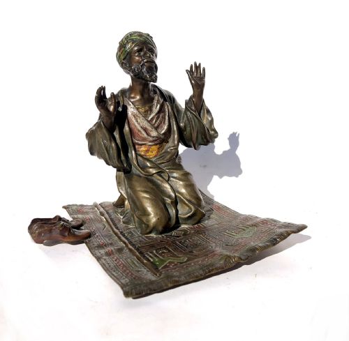 Antique Bergman Austrian Cold Painted Bronze Arab Praying Nem-greb