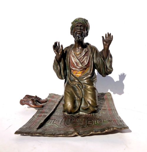 fig 1. Antique Bergman Austrian Cold Painted Bronze Arab Praying Nem-Greb