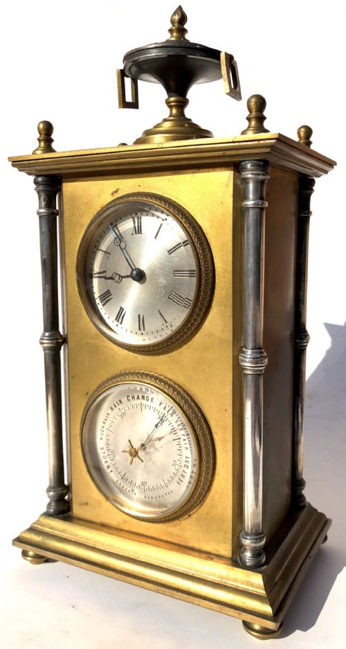 ANTIQUE GILT AND SILVERED BRONZE DESK CLOCK AND THERMOMETER CHINOISERIE STYLE - ADDITIONAL PHOTO 1