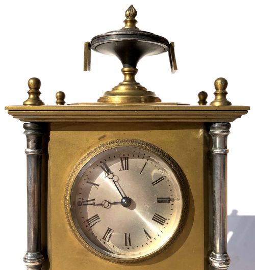 ANTIQUE GILT AND SILVERED BRONZE DESK CLOCK AND THERMOMETER CHINOISERIE STYLE - ADDITIONAL PHOTO 2