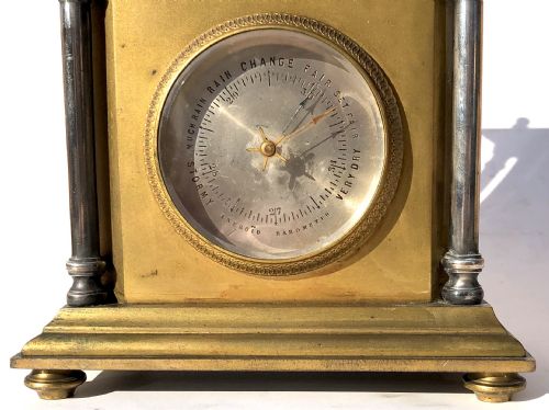 ANTIQUE GILT AND SILVERED BRONZE DESK CLOCK AND THERMOMETER CHINOISERIE STYLE - ADDITIONAL PHOTO 3