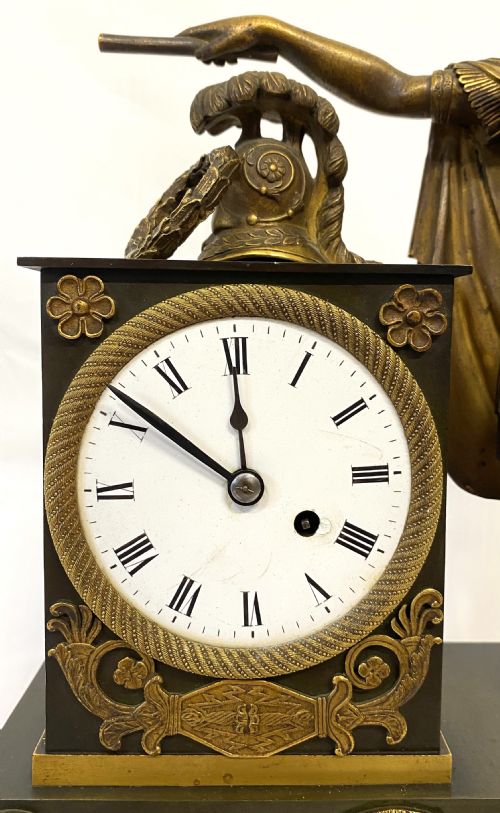 fig 1. Antique Bronze Chain Fusee Mantel Clock With Roman Soldier by Robins Charing Cross