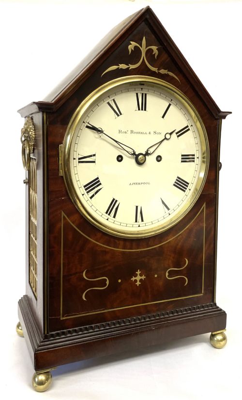 Antique Mahogany Double Fusee Bracket Clock by Robert Roskell & Son Liverpool