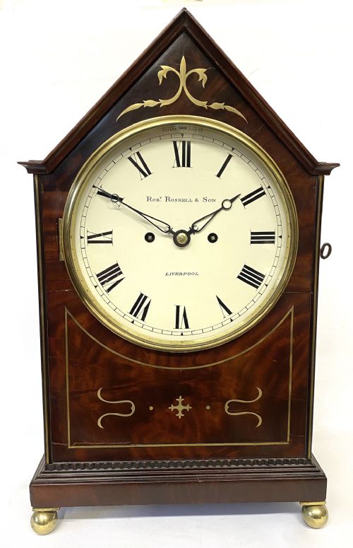 fig 1. Antique Mahogany Double Fusee Bracket Clock By Robert Roskell & Son Liverpool