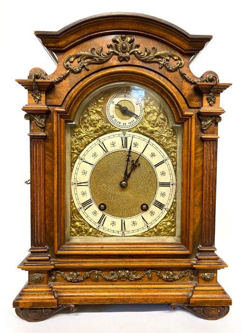fig 1. Antique Walnut Carved Bracket Clock With Ormoul Mounts Lenzkirch Ting Tang