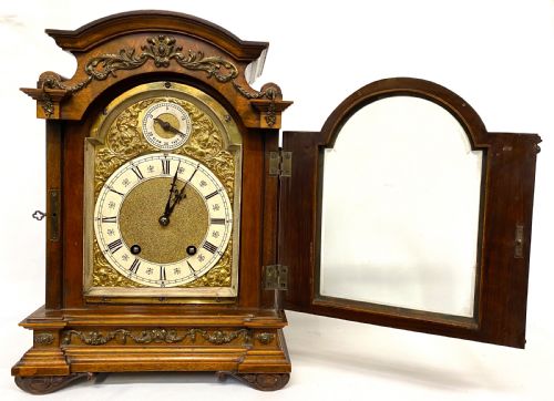 fig 2. Antique Walnut Carved Bracket Clock With Ormoul Mounts Lenzkirch Ting Tang