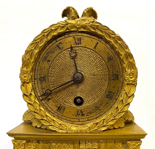 fig 2. Stunning Antique Regency Gilt Bronze Clock Depicting A Bookshelf Silk Suspension