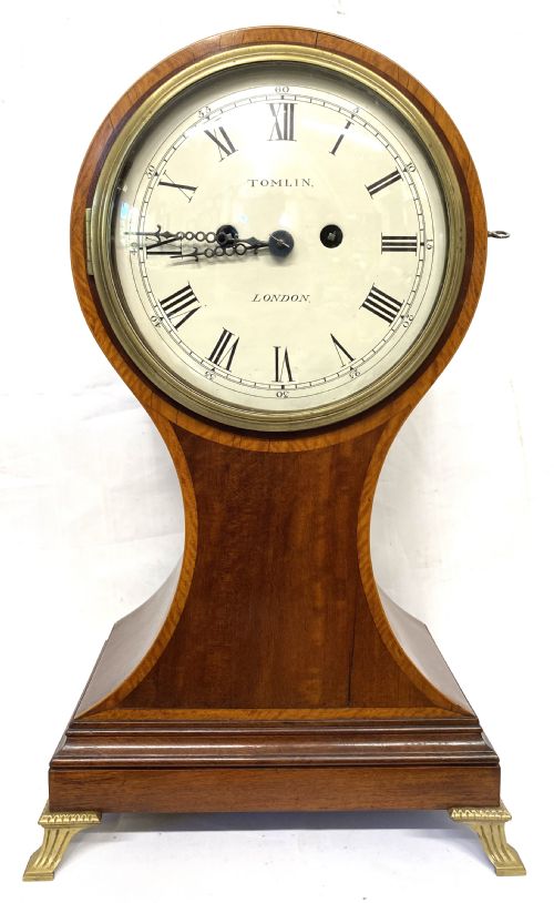 Antique Mahogany Double Fusee Balloon Clock Ting Tang Quarter Strike Tomlin