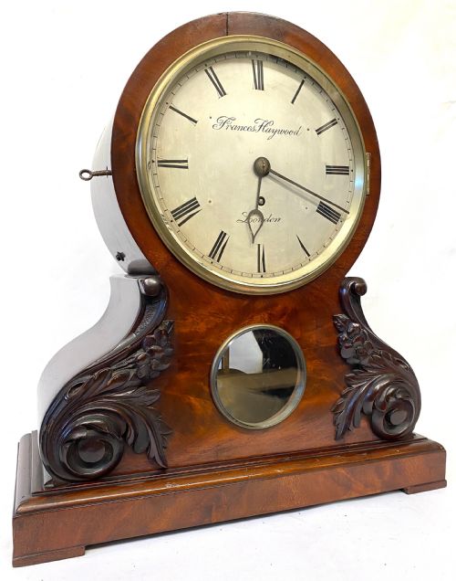 Antique Mahogany Single Fusee Mantel Clock by Frances Haywood London