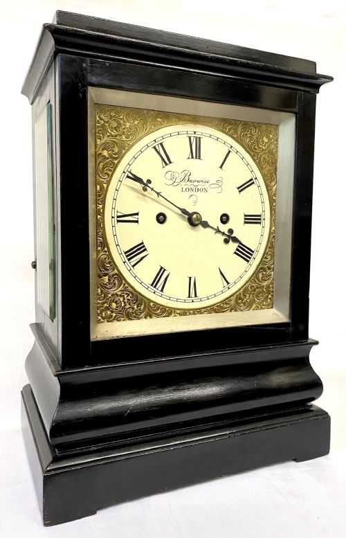 Large Antique Double Chain Fusee Five Glass Library Clock by Barwise London
