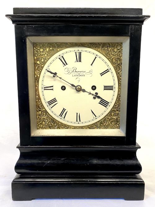 fig 1. Large Antique Double Chain Fusee Five Glass Library Clock By Barwise London