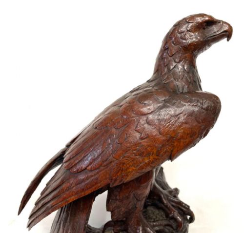 ANTIQUE BLACK FOREST HAND CARVED HAWK EAGLE BIRD - ADDITIONAL PHOTO 8