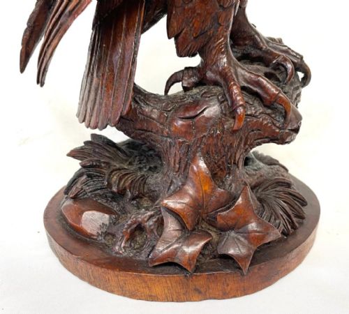 ANTIQUE BLACK FOREST HAND CARVED HAWK EAGLE BIRD - ADDITIONAL PHOTO 9