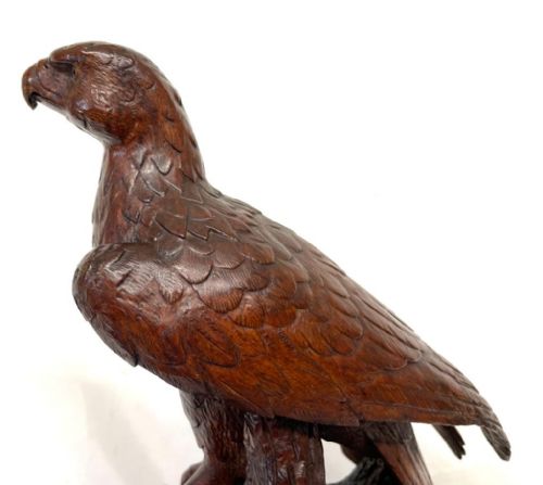 ANTIQUE BLACK FOREST HAND CARVED HAWK EAGLE BIRD - ADDITIONAL PHOTO 12