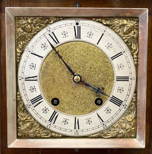 fig 2. Antique Burr Walnut Mantel Clock By Lenzkirch With Quarter Striking Ting Tang Movement
