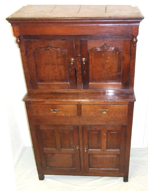 fig 2. RARE SMALL Antique 18 Century Oak Welsh Diadarn Deuddarn Cupboard Cabinet