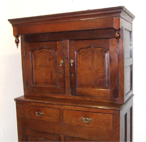 fig 3. RARE SMALL Antique 18 Century Oak Welsh Diadarn Deuddarn Cupboard Cabinet