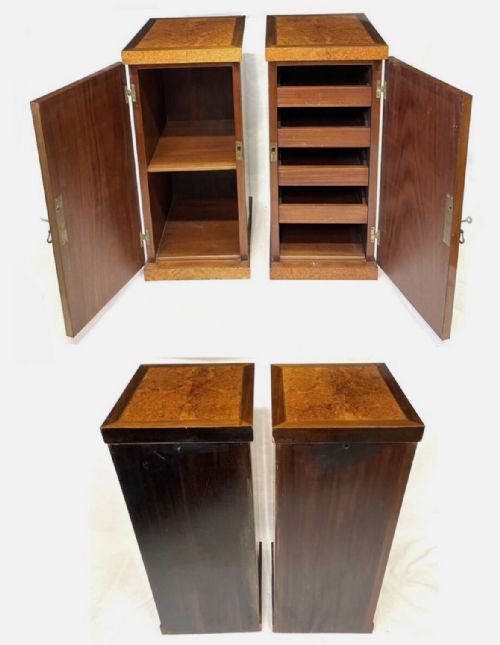PAIR ANTIQUE FRENCH AMBOYNA INLAID BEDSIDE CABINETS POT CUPBOARD LAMP STANDS - ADDITIONAL PHOTO 11