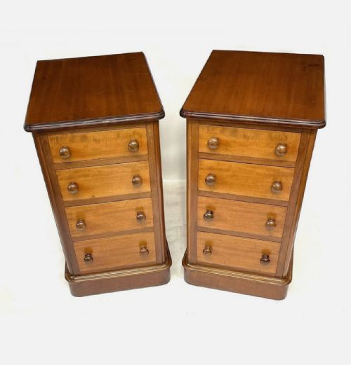 Pair Antique Victorian Mahogany Bedside Cabinets Lamp Stands Pot Cupboards