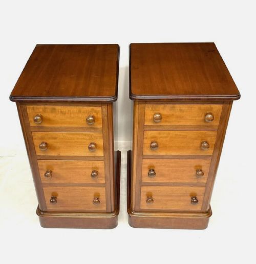 fig 1. Pair Antique VICTORIAN Mahogany Bedside Cabinets Lamp Stands Pot Cupboards