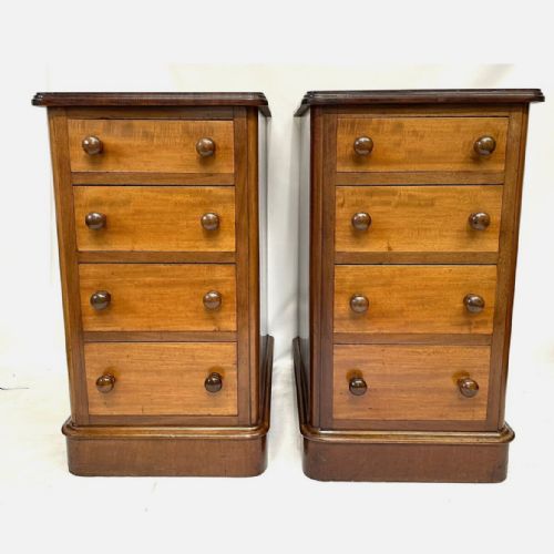 fig 3. Pair Antique VICTORIAN Mahogany Bedside Cabinets Lamp Stands Pot Cupboards