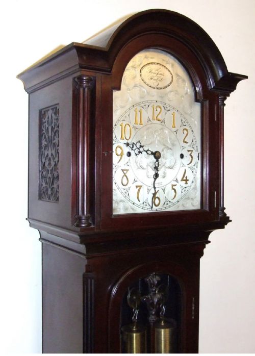 ANTIQUE MUSICAL CHIMING MAHOGANY LONGCASE GRANDFATHER CLOCK LISTER SONS - ADDITIONAL PHOTO 2