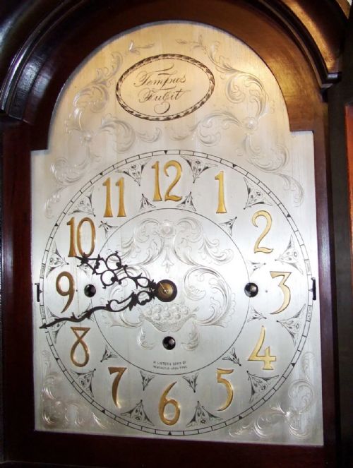 ANTIQUE MUSICAL CHIMING MAHOGANY LONGCASE GRANDFATHER CLOCK LISTER SONS - ADDITIONAL PHOTO 5