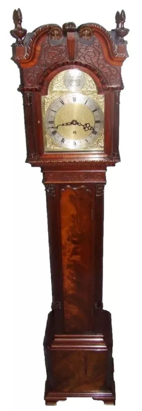 fig 1. Antique Mahogany Chippendale Style Grandmother Clock / Miniature Longcase