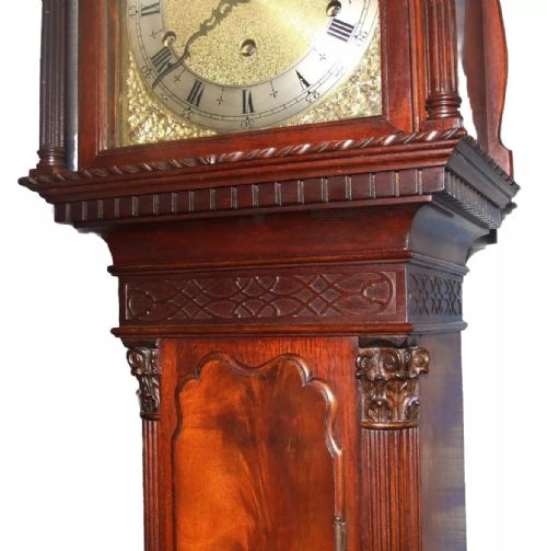 fig 3. Antique Mahogany Chippendale Style Grandmother Clock / Miniature Longcase