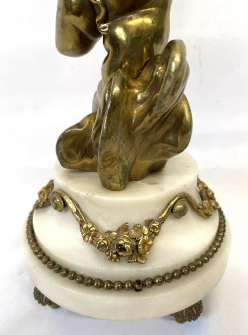 ANTIQUE FRENCH ORMOLU BRONZE MARBLE FIGURAL GLOBE CLOCK CLEANED SERVICED - ADDITIONAL PHOTO 10
