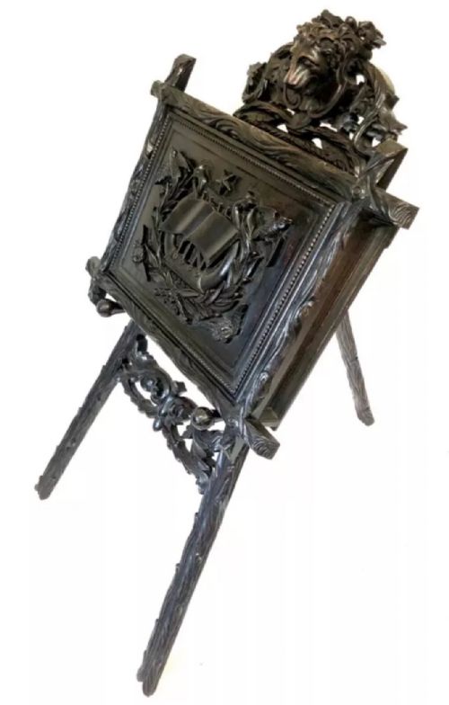 ANTIQUE CARVED BLACK FOREST PORTFOLIO MUSIC STAND MAGAZINE STAND - ADDITIONAL PHOTO 1