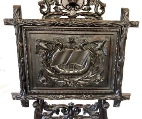 ANTIQUE CARVED BLACK FOREST PORTFOLIO MUSIC STAND MAGAZINE STAND - ADDITIONAL PHOTO 6