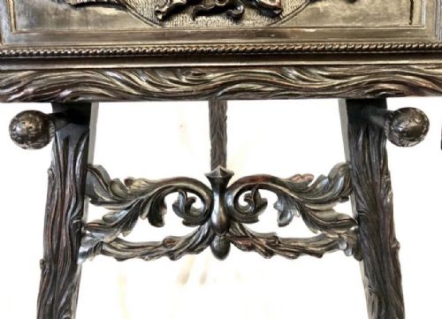 ANTIQUE CARVED BLACK FOREST PORTFOLIO MUSIC STAND MAGAZINE STAND - ADDITIONAL PHOTO 8