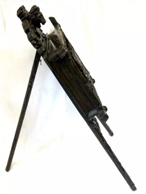 ANTIQUE CARVED BLACK FOREST PORTFOLIO MUSIC STAND MAGAZINE STAND - ADDITIONAL PHOTO 9