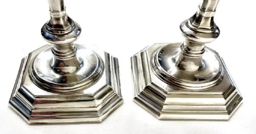 PAIR SILVER CANDLESTICKS EARLY GEORGIAN STYLE JAMES DIXON SONS SHEFFIELD 1969 - ADDITIONAL PHOTO 14