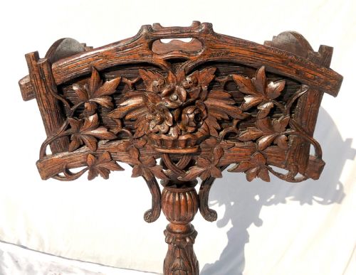 fig 2. Antique Carved Black Forest Planter Jardiniere / Ice Bucket Stand Plant Stand