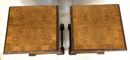 PAIR ANTIQUE BURR WALNUT BEDSIDE CABINETS BEDSIDES NIGHTSTANDS QUEEN ANNE STYLE - ADDITIONAL PHOTO 3