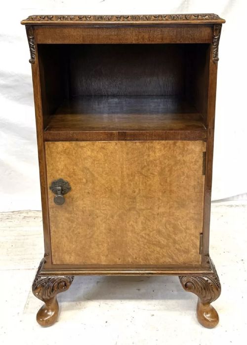PAIR ANTIQUE BURR WALNUT BEDSIDE CABINETS BEDSIDES NIGHTSTANDS QUEEN ANNE STYLE - ADDITIONAL PHOTO 7