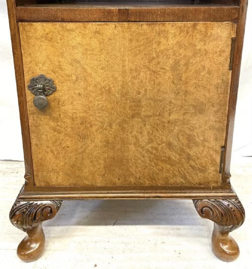 PAIR ANTIQUE BURR WALNUT BEDSIDE CABINETS BEDSIDES NIGHTSTANDS QUEEN ANNE STYLE - ADDITIONAL PHOTO 8